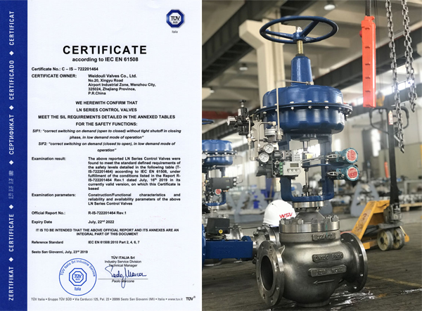 Weidouli Control Valves Have Sil Qualification.